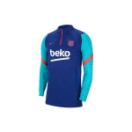 Nike FC Barcelona 20-21 Hooaeg Poollukuga V&auml;rviline Pikkade Varrukatega Treeningpluus Meeste Topp Sinine CW1382-456 XXL
