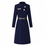 Women's Professional Wool Blend Waist-Cinching Coat L