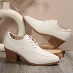Moodsad Retro Mustad Kontorikannaga Kingad Naistele 2025 Kevad ja S&uuml;gis Naiste Paksude Kontsadega Kingad Valged Retro Terava Ninaga Paelkinnitusega K&otilde;rged Kontsad 35 beež