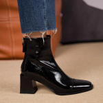 Mood S&uuml;gis Vintage L&uuml;hike Pl&uuml;&uuml;s Naiste Chelsea Saapad Mood Ruudukujulise Ninaga Daamide Elegantne J&auml;meda Kontsaga Moodsad L&uuml;hikesed Saapad 35