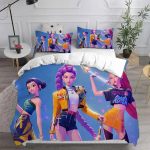 KPop D-Demon Hunters Voodipesukomplektid EL &Uuml;hekohaline Tekk Tekikott Voodikate Tekikott Padjap&uuml;&uuml;r 2-3 Osaline Komplekt Halloweeni Kost&uuml;&uuml;m EU Twin(135x200cm) white