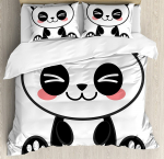 Animal Cute Panda Bamboo Printed Mugav tekikott padjap&uuml;&uuml;r Kodutekstiilist tekikott poisile, poisile, teismelisele t&uuml;drukule, 3tk voodipesukomplekt EU single(135x200cm)