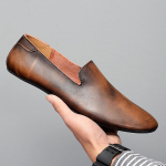 Uus Mood Split Nahast Meeste Vabaaja Kingad Lamedad Kingad Meeste Mugavad Slip-on Mokassiinid Mehelikud V&auml;litingimustes K&otilde;ndimiseks Kingad S&otilde;idukingad 8 gray