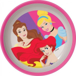 Plat Cuisines Tataway Bol en Plastique Rose et Blanc Disney pour Filles Princesses Cendrillon Ariel Belle avec Base Antid&eacute;rapante