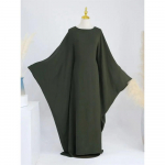 Ramadan Eid Pehme krepp Khimar Batwing Abaya Dubai Islami moslemi tagasihoidlikud Aafrika kleidid naistele Kaftan Kebaya Robe Femme Musulma Size two valge