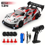 RC trikiauto 1:24. skaala miniatuurne drift RC-auto 2,4 GHz puldiga, kiirus &uuml;le 20 km/h RC-autod driftiauto driftirehvide, takistuste ja tuledega 8606 punane