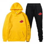 Uus 2-osaline komplekt Akatsuki pilves&uuml;mbolid, prinditud kapuutsid+p&uuml;ksid, dressid, mehed, naised, dressipluus T&auml;navar&otilde;ivad Pullover Sudaderas XXXL kollane