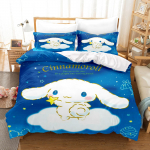 Cinnamoroll tekikate kuninganna suurus Laste voodipesukomplekt Komplekt Voodipesu kaksikkomplektid Armas tr&uuml;kitud multifilm tekikate EU Single(135*200cm)3pcs
