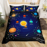 Kosmose teemaline voodipesukomplekt Galaktika v&auml;lisruum Tekikottide komplekt T&auml;is Kuninganna Poistele T&uuml;drukutele Maa Planeedid Kuu T&auml;hed Tekikate 150*200cm 3pcs
