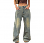 Naiste Keskmise Venivusega Jeansid Moodsad Sirge S&auml;&auml;rega Denim P&uuml;ksid Taskutega L sinine