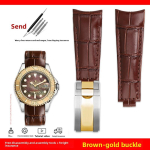 Originaalstiilis kaardus otsaga kellarihm 20mm Rolex Water Ghosti jaoks Ehtne nahast kellarihm GMT Submariner Daytona meeste k&auml;ev&otilde;ru 20mm width black