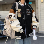 Vintage bomberjakk naistele Harajuku Varsity pesapallijakid Korea mood Kolledži vormiriietus &Uuml;lem&otilde;&otilde;duline t&auml;navariietus M must