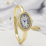 Lihtne ovaalne naiste kvartskell luksuslike rooma numbritega Reloj Vintage kell naistele roostevabast terasest Orologio kuldne h&otilde;bedane k&auml;ekell beige
