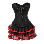 Korsettseeliku komplekt naistele Lilleline bustier-korsettpluus ja t&uuml;llseelikukomplekt Seksikas pitskinnitusega babydoll kost&uuml;&uuml;m Viktoriaanliku vintage stiili Cosplay peoks must