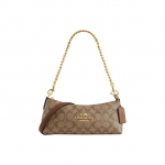 Coach Charlotte 25 Kuldne Logo Klassikaline Monogramm Kett-t&otilde;mblukuga Nahast Baguette &Otilde;lakott K&auml;ekott Keskmine Naiste k&auml;ekotid Pruun CL405-IMBDX Basic Set (Bag+Dust Bag)