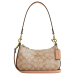Coach Teri 19 Br&auml;ndi Kirjalogo Kaetud L&otilde;uend K&auml;eshoitav Crossbody &Otilde;lakott Mini Naiste kotid Beež CAJ93-IMEQO Basic Set (Bag+Dust Bag)