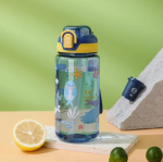 600ml Dinosaurus Joogipudel Lastele Vesi Noka-Kruus Silikoonist K&otilde;rs Lekkimiskindlad Plastikust Joogipudelid Suvine Laste Joogitops 600ml sinine