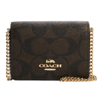 Coach Kett 10 Kl&otilde;pskinnitusega Monogrammiga L&otilde;uend ja Nahast Kettrahakott Crossbody Kott Mini Naiste kotid Tume-Pruun 6650-IMAA8 Basic Set (Bag+Dust Bag) black