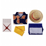 One Piece Cosplay Kost&uuml;&uuml;m Luffy stiilis P&auml;evalill L&uuml;hikeste varrukatega Vabaaja s&auml;rk Cosplay Kost&uuml;&uuml;m Lavaesinemise Kost&uuml;&uuml;m One Piece Luffy Sunflower Shirt Set + Hat S