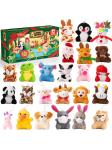J&otilde;uluootekalender P&auml;evade loendamine T&auml;idisloomad Lapsed T&uuml;drukud Peo meened JOYFY 24 koos Kallistatava mugavuse jaoks Kawaii Armas Kohev Pehme M blue