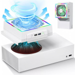 Led jahutusventilaatori atmosf&auml;&auml;ri valgus 3 k&auml;iku reguleeritav 5 V 2,4 A konsooli ventilaator 7 valgustusrežiimi M&auml;ngutarvikud Xbox Series S jaoks valge