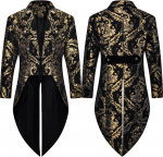Meeste gooti steampunk must brokaat-fraki jope M kuld