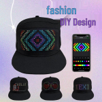 Bluetooth LED Tekstiga N&auml;iduk M&uuml;ts - Kohandatav Reklaam Baseball Cap Suure Visiiriga Adjustable must