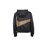 Nike Sportswear poollukuga kapuutsiga kootud leopardimustriline jakk Naiste jakid Must CN7105-010 M