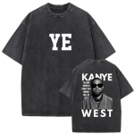 Meeste T-s&auml;rk Mood Rapper Kanye West YE Tuur Retro Pesitud T-s&auml;rgid Unisex Hip Hop Gooti Mood puhas Puuvill Streetwear 2XL