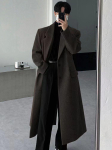 Meeste Must Keskmise Pikkusega Villane Trenchcoat &ndash; S&uuml;gis/Talv, L&otilde;tv L&otilde;ige, Paksenenud Korea Stiil. XL must