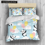 Panda King T&auml;ielik Voodipesukomplekt Lastele Romantiline Voodipesukomplekt Multika Loom Tekikott Jalgratas &Otilde;hupall Kiilvaks Pol&uuml;ester Tekikott EU single(135x200cm)