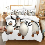 Luksuslik uus 3D-tr&uuml;kiga multifilmimadagaskari pingviini voodipesukomplekt poistele t&uuml;drukutele Twin Queen Size tekikott lastele t&auml;iskasvanutele kodutekstiil 70x133cm 3pcs beige