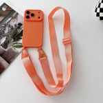 Kommiv&auml;rvi silikoonist telefoni&uuml;mbris iPhone'ile 17 13 12 16 E 15 14 11 Pro Max Ristkorrigeeruva paelaga kaelapael Pehme kate iPhone17e oranž