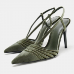 Luksuslik disainerk&otilde;rgekontsaga naiste moodne terava ninaga sametine stilettkontsaga slingback-kingad Elegantse tagumise rihmaga banketikleidi kingad 35 roheline
