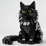 Realistlik Maine Coon Kassi ehitusklotsid DIY kokkupanek Loomamudel Lauakaunistus Koguja kingitus must