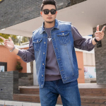 Denimvest Meeste Sinine teksariidest Varrukateta Jakk 8XL S&uuml;gis Kitsas Hip Hop Cowboy Meeste Vest Suur Suurus Meeste Jeans Jakk 5XL sinine