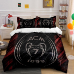 AC Milan Logo Voodipesukomplekt  Voodipesu Tekikoti Komplekt Tekikott Padjap&uuml;&uuml;rid  (1 * Tekikott 2 * Padjap&uuml;&uuml;ri, ilma tekita) 135x200cm black