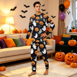 Perele sobiv Halloweeni prindiga koduriiete komplekt: pikkade varrukatega pluus ja p&uuml;ksid t&auml;iskasvanutele ja lastele XXL brown