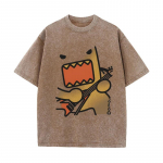Domo Rock Kitarr Graafiline Tr&uuml;kk Vintage Pesitud Pruun Vabaaja Multikas T-s&auml;rk S