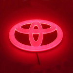 4D Helendav LED-tulede Eesmise iluv&otilde;re Embleem Sobib Toyota TOYOTA Autologo Pagasiruumi Logo Muutmiseks TC0 14cmX9.6cm punane