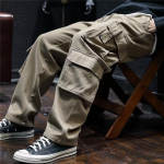 Suuruses Meeste Sirged L&otilde;dvad Mitme Taskuga Ameerika Vintage Vabaaja Cargo P&uuml;ksid 6XL khaki