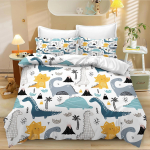 Dinosaurus Laste Voodipesu Komplekt Armsad Loomad Multikas Dino Tekikate Komplekt Padjap&uuml;&uuml;ri ja Tekikatte Komplekt &Uuml;he-, Queen- v&otilde;i King-suuruses Voodi 135x200cm white