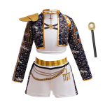 3 tk Komplekt T&uuml;drukute Korea Muusikakost&uuml;&uuml;m Jakk S&auml;rk L&uuml;hikesed Superstaar Tantsija Laulja Show Halloweeni Cosplay S&uuml;nnip&auml;evapeo R&otilde;ivastus 7-8T(140) black