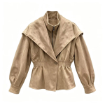 Euroopa Kevad Naiste Retro Suede Kaheosaline V&ouml;&ouml;kohta Kitsendav Jakk beige