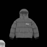 Meeste talvine kapuutsiga puuvillane pufjakk tikitud kirjatr&uuml;kiga, lai l&otilde;ige, streetwear XL hall
