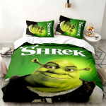 Shrek 3-osaline komplekt T&auml;iuslik magamistoa jaoks Mugav voodipesukomplekt sisaldab tekikotti ja kahte padjap&uuml;&uuml;ri Ideaalne s&uuml;nnip&auml;eva- v&otilde;i j&otilde;ulukingitus 135cmx200cm