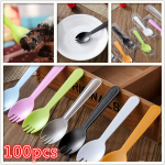 100 tk/partii &Uuml;hekordne kahvli lusikas plastikust lauan&otilde;ud koogikahvel S&otilde;ltumatu pakend Pulma s&uuml;nnip&auml;ev sinine