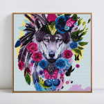 DIY teemantmaal T&auml;is&uuml;mar hundi ja lilledega teemanttikandid ristpistes 30x30CM