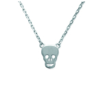 Les Tr&eacute;sors De Lily [J0859] - Collier Argent 'T&ecirc;te de Mort' argent&eacute; - 10x7 mm h&otilde;be