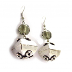 Les Tr&eacute;sors De Lily [J6772] - Boucles Cr&eacute;ateur 'Kilimanjaro' vert argent&eacute; roheline